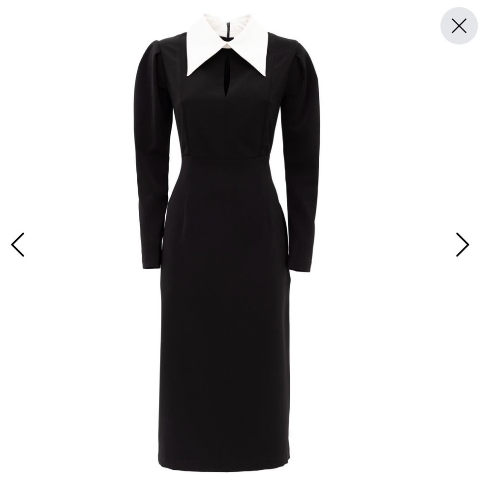 Julia Allert Black Long-Sleeve Midi Dress with White Collar - Picture 5 of 8